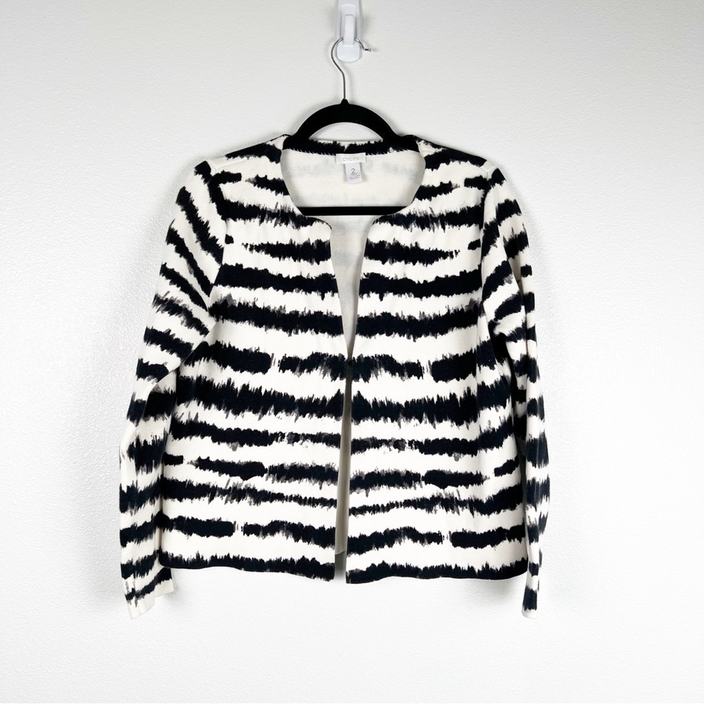 Chicos Zebra Zest Cardigan Sz 2 (L)